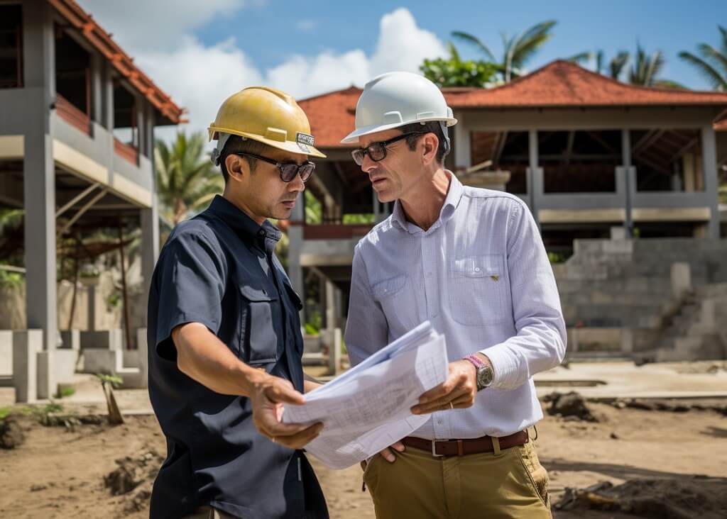 bali real estate consultants at construction site