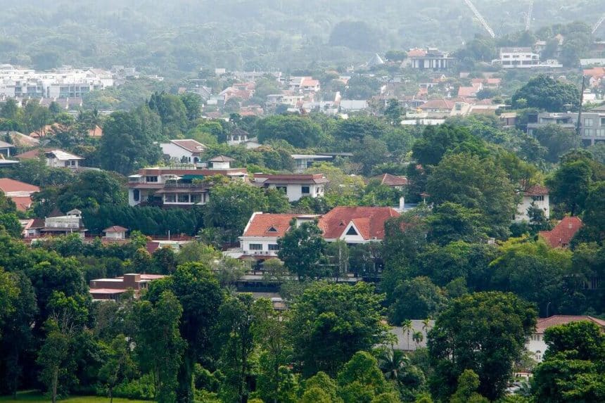 Different types of private property in Singapore on hills